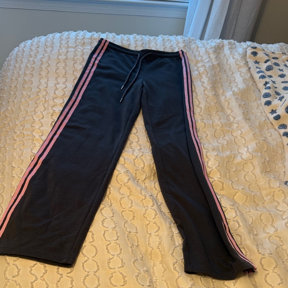 Edikted Black Joggers with Pink Stripes